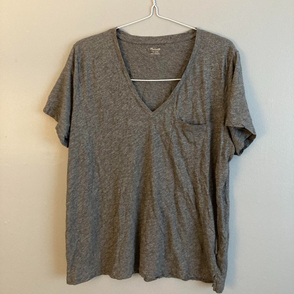 Madewell Women’s Tshirt Grey Pocket Size XXL Cotton